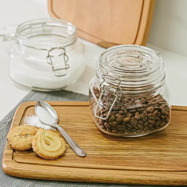 Alt view image 4 of 6 - (2 pack) Mainstays 17 oz Glass Airtight Food Storage Jar Canister with Locking Lid, Pantry Organizer Container for Dry Food, Coffee, Sugar, Spices and Kitchen Storage