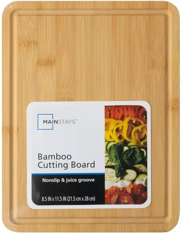 Main image of Mainstays Bamboo Cutting Board, 8.5 x 11, with Juice Groove and Non-Slip Feet