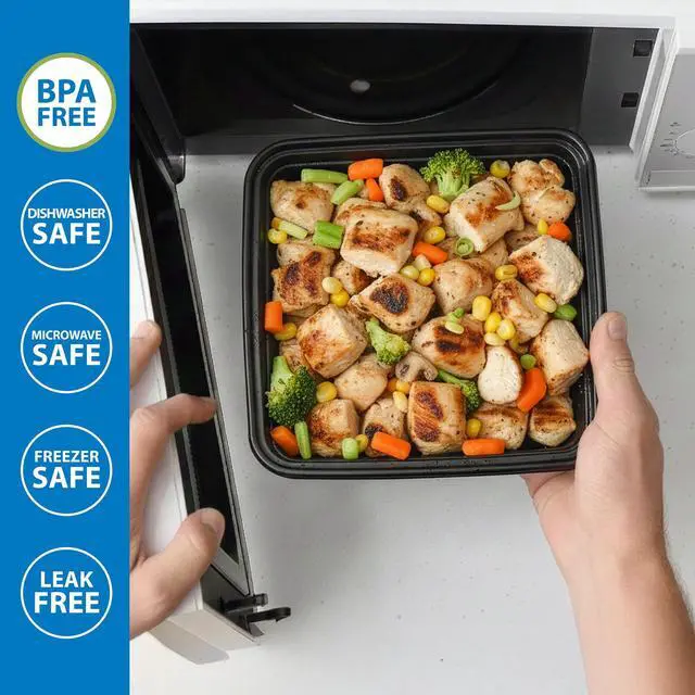 Alt view image 2 of 7 - Mainstays 10-Piece (5 Containers + 5 Lids) 8-Cup Tall Square Meal Prep, BPA-Free, Microwave & Dishwasher Safe