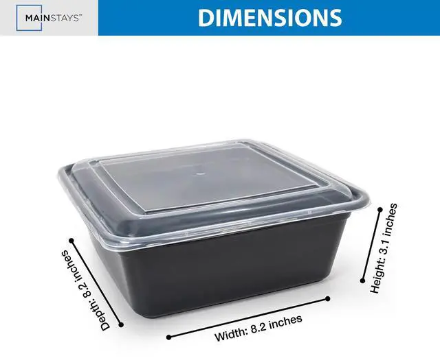 Alt view image 7 of 7 - Mainstays 10-Piece (5 Containers + 5 Lids) 8-Cup Tall Square Meal Prep, BPA-Free, Microwave & Dishwasher Safe