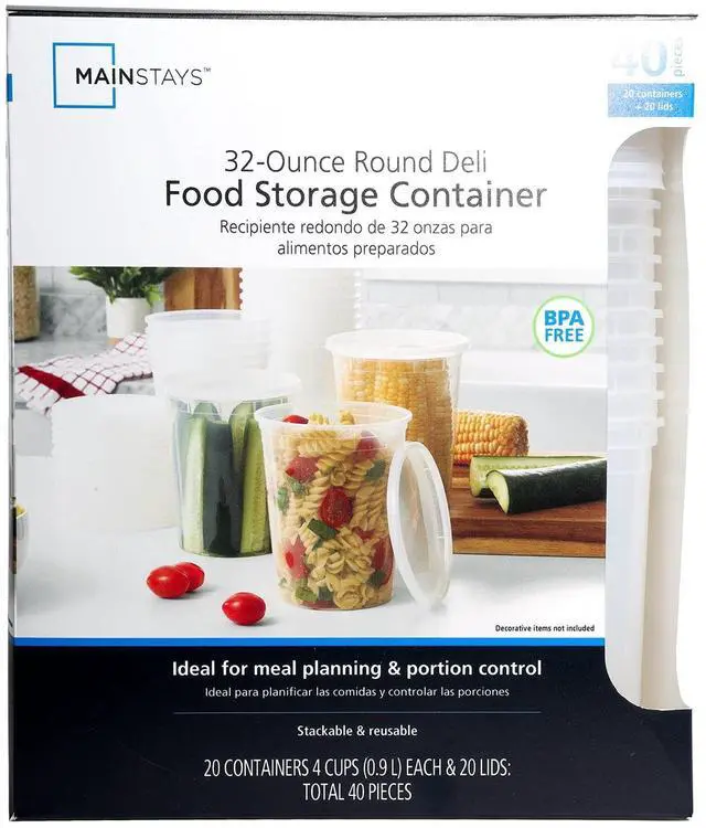 Alt view image 6 of 7 - Mainstays Clear Plastic Deli Containers, 32 oz, 40 Piece