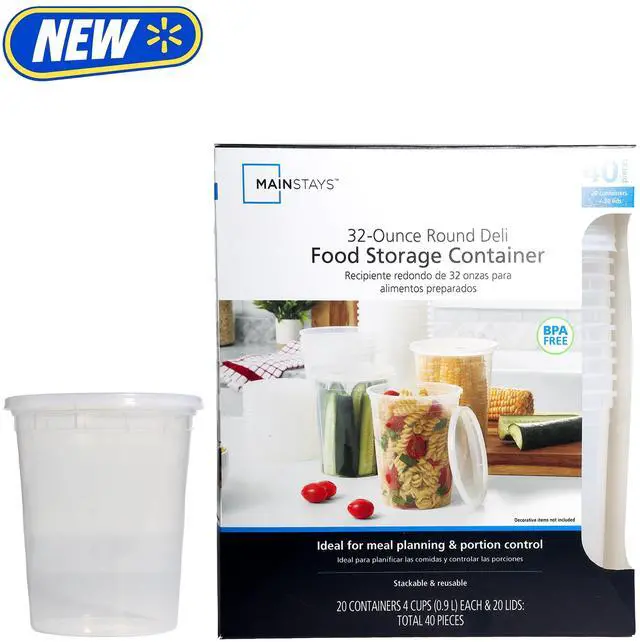 Main image of Mainstays Clear Plastic Deli Containers, 32 oz, 40 Piece