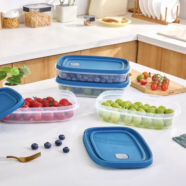 Alt view image 5 of 7 - Mainstays Reusable Food Storage Container, Medium Rectangle, Plastic, 4-Pack, 4 Containers with Lids, 5.2 Cups, Ideal for Meal Planning
