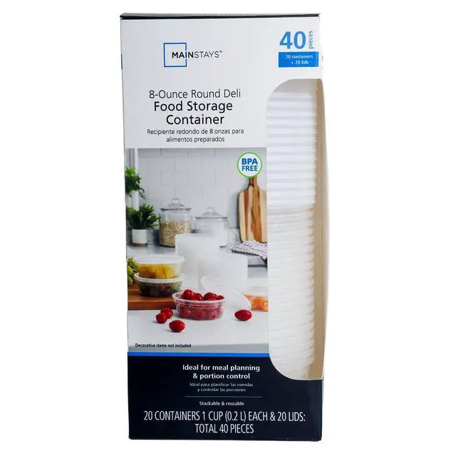 Alt view image 5 of 7 - Mainstays 40-Piece 8 oz Plastic Deli Container Set, 20 Containers and 20 Lids
