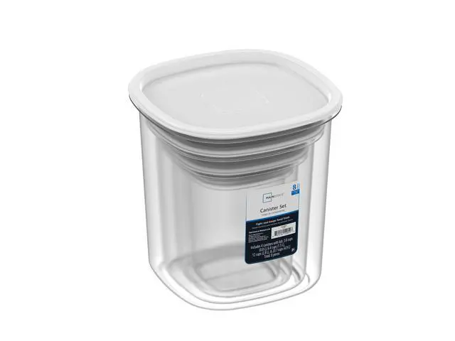 Alt view image 5 of 6 - Mainstays 8-Piece Plastic Pantry Food Storage Container Set, Kitchen Pantry Organizer Canisters for Dry Food Storage and Pantry Organization