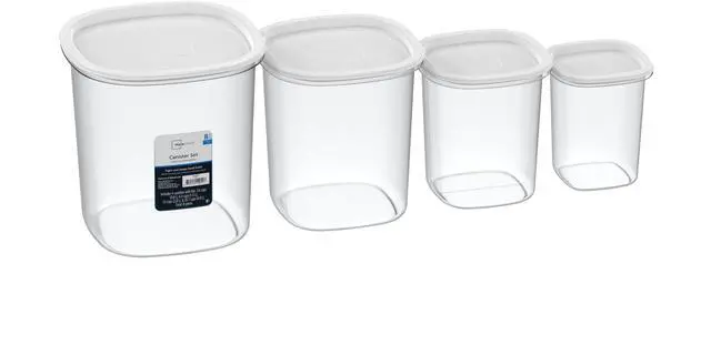 Main image of Mainstays 8-Piece Plastic Pantry Food Storage Container Set, Kitchen Pantry Organizer Canisters for Dry Food Storage and Pantry Organization