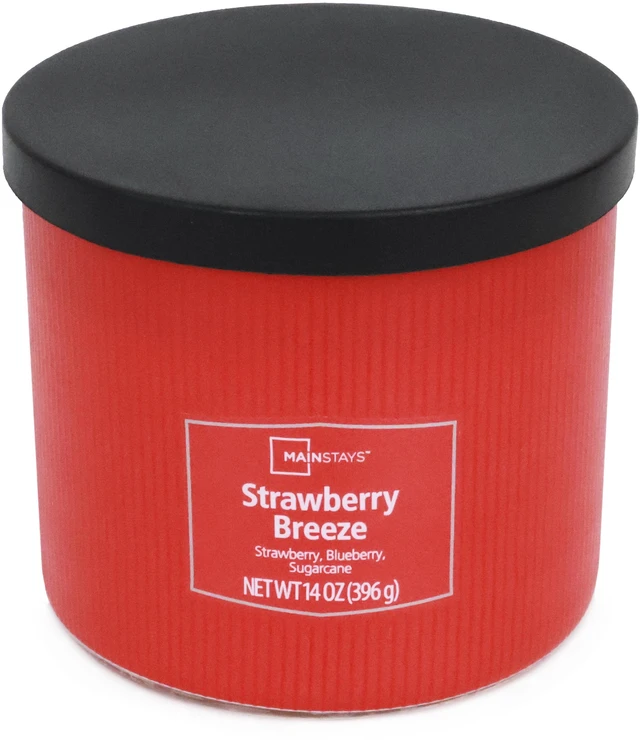 Alt view image 5 of 6 - Mainstays Textured Wrap Strawberry Breeze 3-Wick Candle, 14 oz