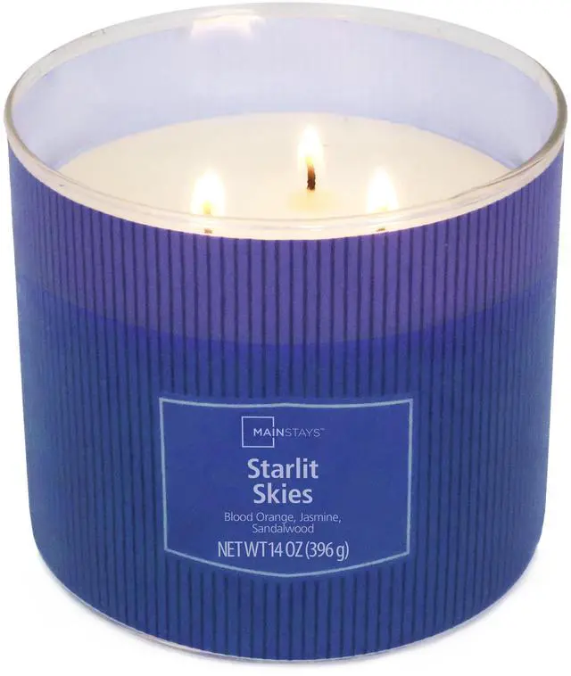 Main image of Mainstays 3-Wick Textured Wrapped Starlit Skies Scented Candle, 14 oz