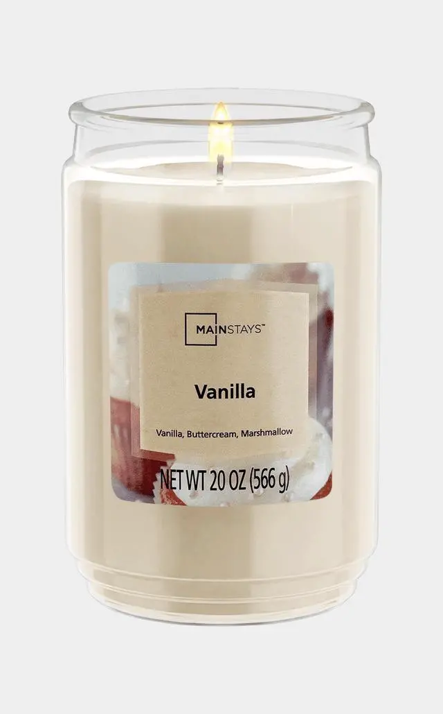 Main image of Mainstays Vanilla Single-Wick Scented Glass Jar Candle, 20 oz