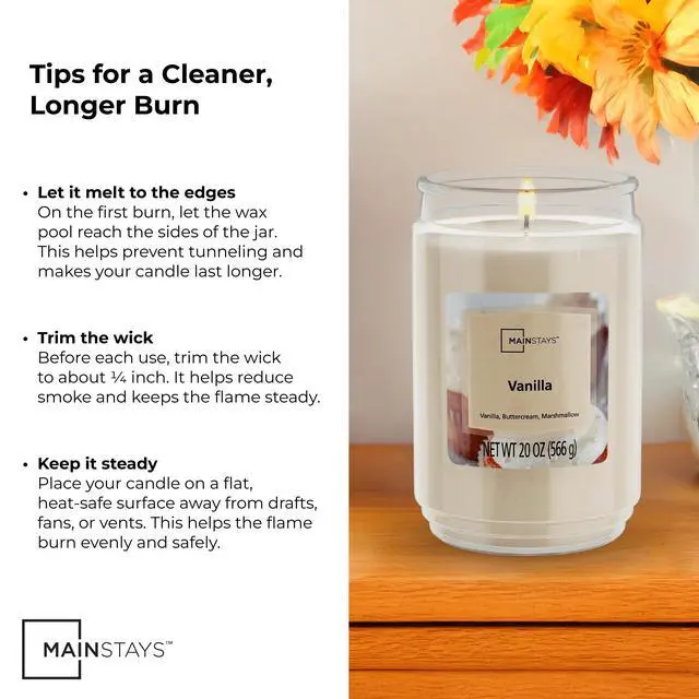 Alt view image 2 of 6 - Mainstays Vanilla Single-Wick Scented Glass Jar Candle, 20 oz