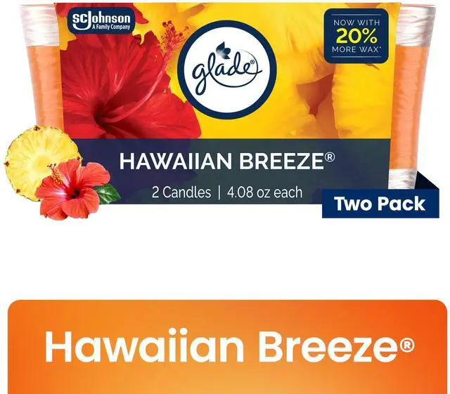 Main image of Glade Single Wick Candles, Hawaiian Breeze, 8.16 oz, 2 Count