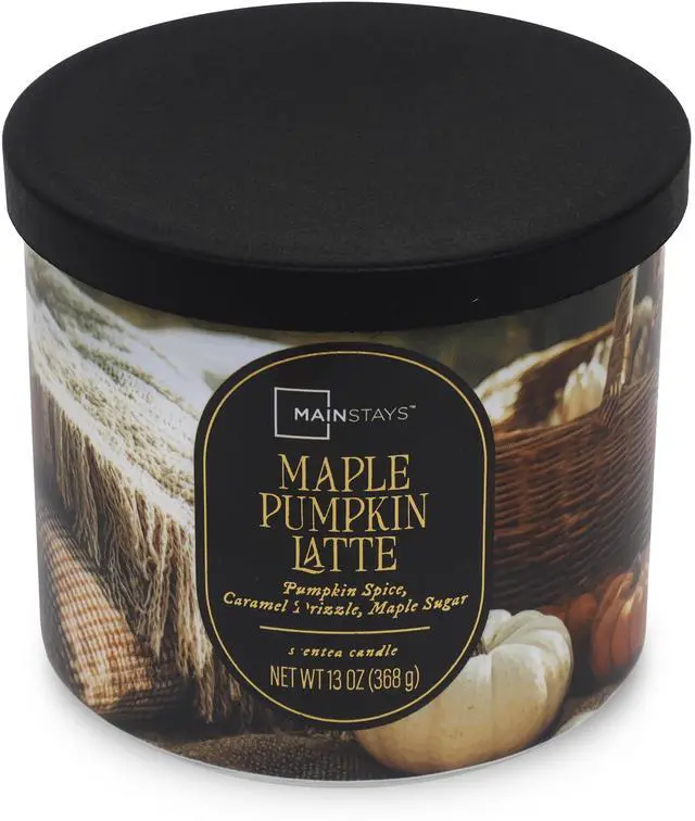 Main image of Mainstays 3-Wick Maple Pumpkin Latte Scented Candle, 13 Ounce