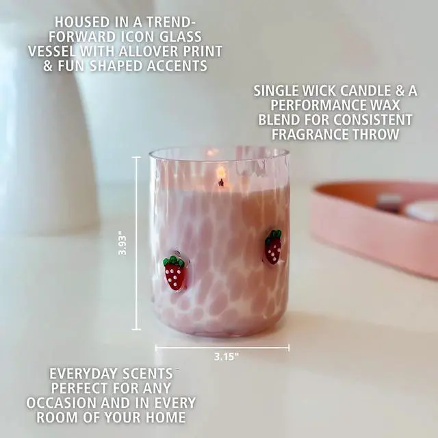 Alt view image 5 of 6 - Mainstays 1-Wick Art Glass Scented Jar Candle, Strawberry Breeze, 8.5 oz