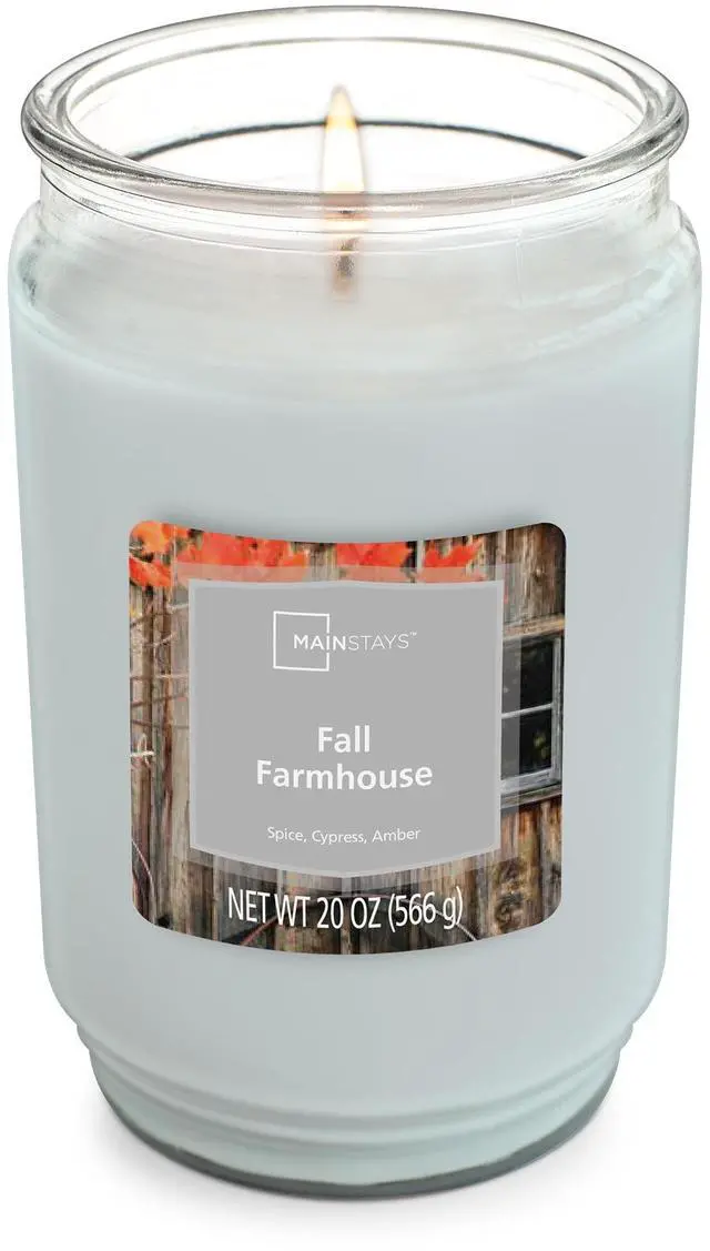 Main image of Mainstays Fall Farmhouse Scented Single Wick Jar Candle, 20 oz
