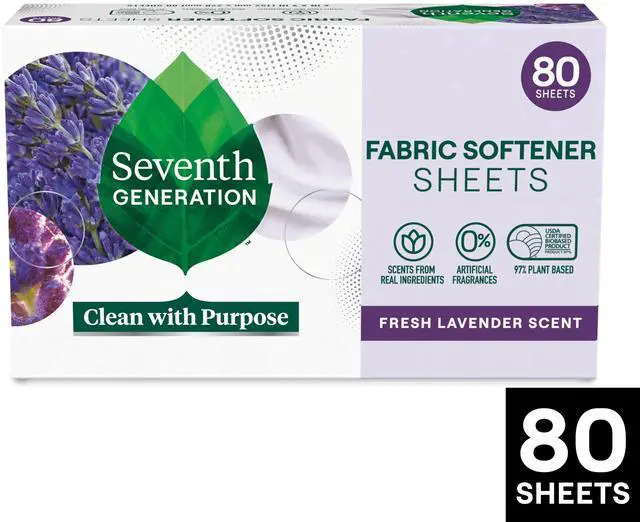 Main image of Seventh Generation Fabric Softener Dryer Sheets, Fresh Lavender, 80 Count