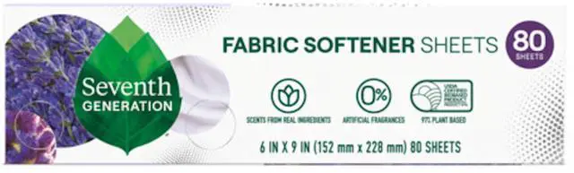 Alt view image 2 of 7 - Seventh Generation Fabric Softener Dryer Sheets, Fresh Lavender, 80 Count