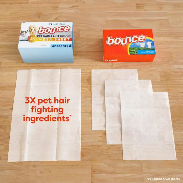 Alt view image 7 of 7 - Bounce Dryer Sheets, Pet Hair and Lint Guard, Unscented, 130 Mega Dryer Sheets