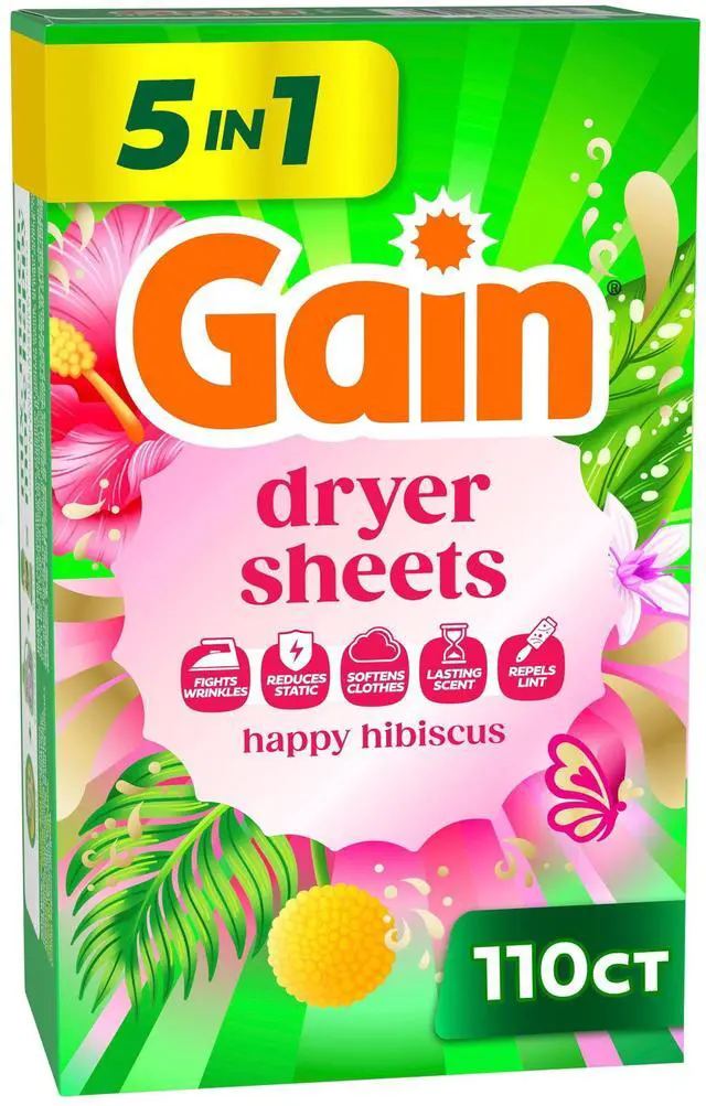 Main image of Gain Dryer Sheets, Happy Hibiscus Scent, 110 Count