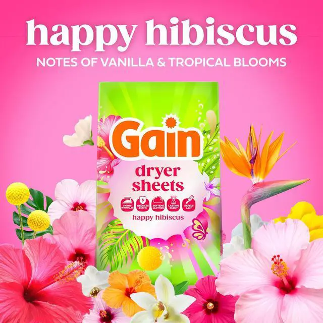 Alt view image 6 of 7 - Gain Dryer Sheets, Happy Hibiscus Scent, 110 Count