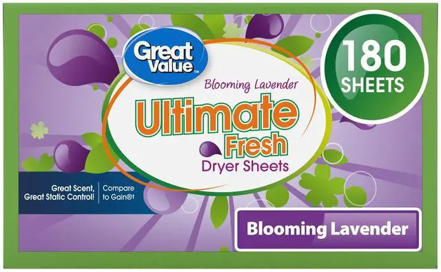 Main image of Great Value Ultimate Fresh Dryer Sheets, Blooming Lavender, 180 Count, Compare to Gain®