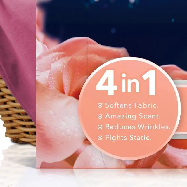 Alt view image 6 of 6 - Downy Fabric Softener Dryer Sheets, Infusions Bliss Amber and Rose Scent, 80 Mega Dryer Sheets