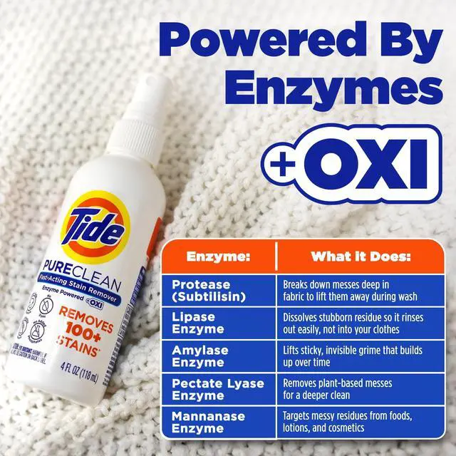 Alt view image 3 of 7 - Tide PureClean Stain Remover, Enzyme Powered, With OXI, Fast-Acting and Color-Safe Formula, 4 fl oz