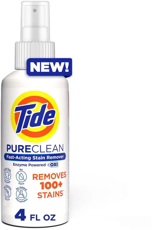 Main image of Tide PureClean Stain Remover, Enzyme Powered, With OXI, Fast-Acting and Color-Safe Formula, 4 fl oz