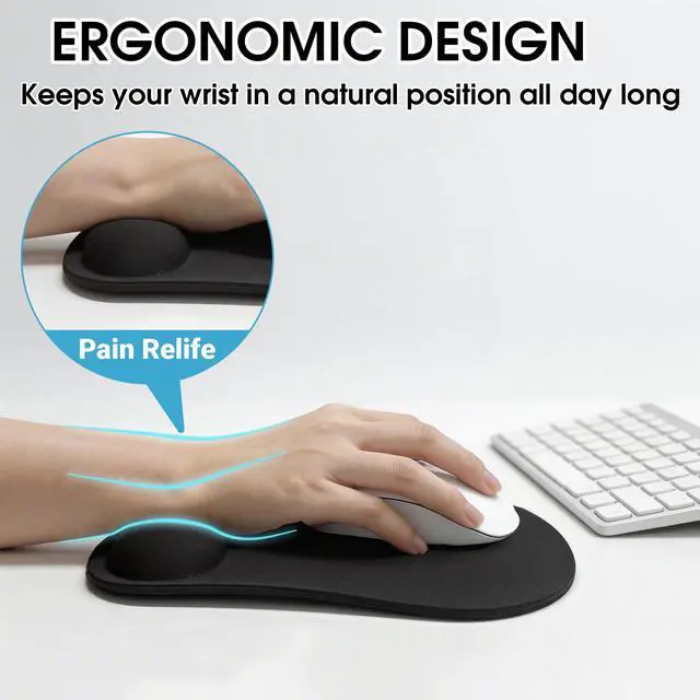 Alt view image 5 of 6 - Mouse Pad with Wrist Support, Ergonomic Computer Mouse Pad Relief Carpal Tunnel Pain, Non-Slip Mouse Pad for desk, Laptop, Office & Home