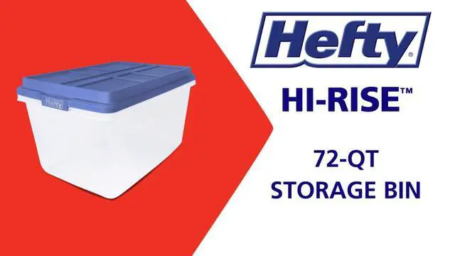 Alt view image 5 of 6 - Hefty HI-RISE 72 Quart Large Latching Storage Bin, Clear Plastic Storage Container with HI-RISE Latch Lid, Blue