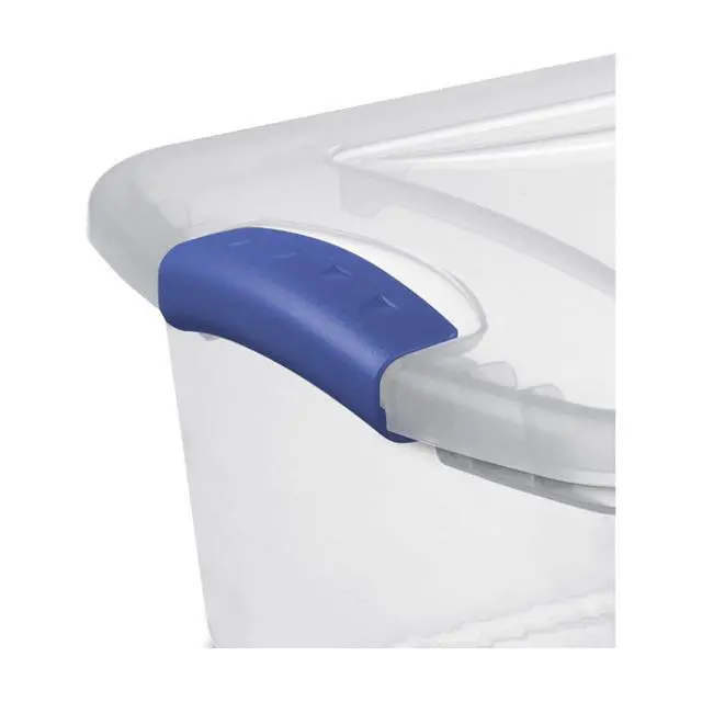Alt view image 2 of 6 - Sterilite 15 Quart Small Latching Storage Bin, Clear Plastic Storage Container with Latch Lid, Blue
