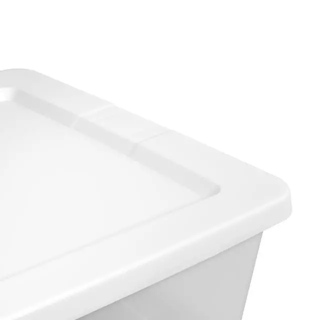Alt view image 3 of 7 - Sterilite 90 Quart Large Storage Bin, Clear Plastic Storage Container with Snap-On Lid, White