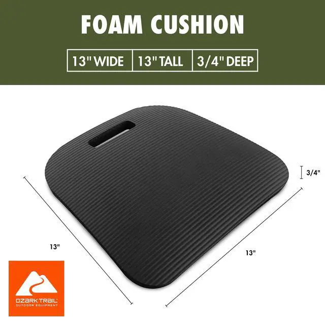 Alt view image 5 of 7 - Ozark Trail Soft Foam Stadium Cushion, Multi-Purpose Seat Cushion, Black