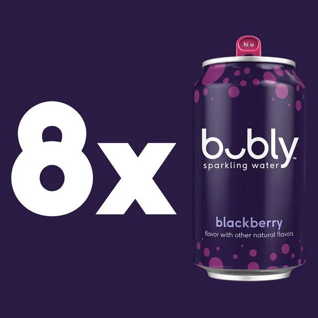 Alt view image 2 of 7 - bubly Sparkling Water, Blackberry, Zero Sugar & Zero Calories, 12 fl oz 8 Count