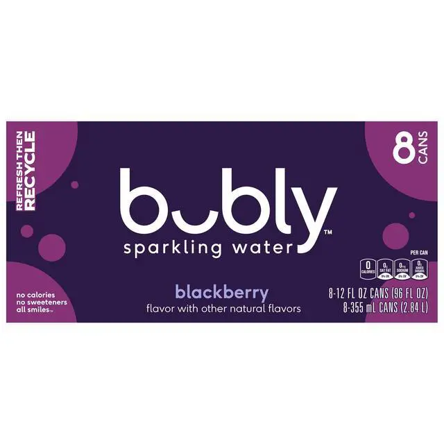 Alt view image 5 of 7 - bubly Sparkling Water, Blackberry, Zero Sugar & Zero Calories, 12 fl oz 8 Count