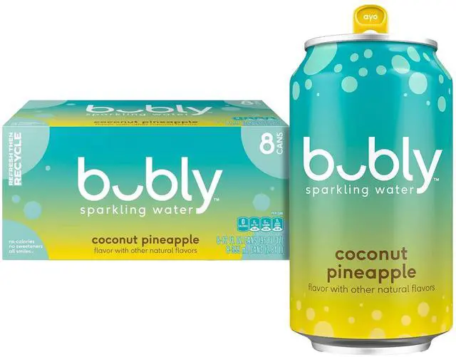 Main image of bubly Summer Coconut Pineapple Sparkling Water, 12 fl oz, 8 Pack Cans