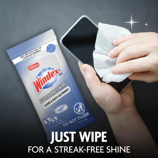 Alt view image 6 of 7 - Windex Electronics Wipes, Pre-Moistened, Provides Streak-Free Shine, 25 Count