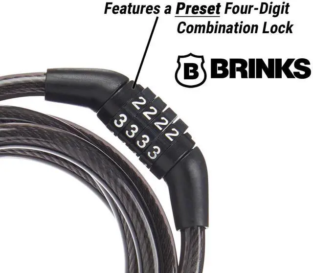 Alt view image 5 of 6 - Brinks Covered 5/16 inch x 5 feet Flexible Steel Combination Cable Lock