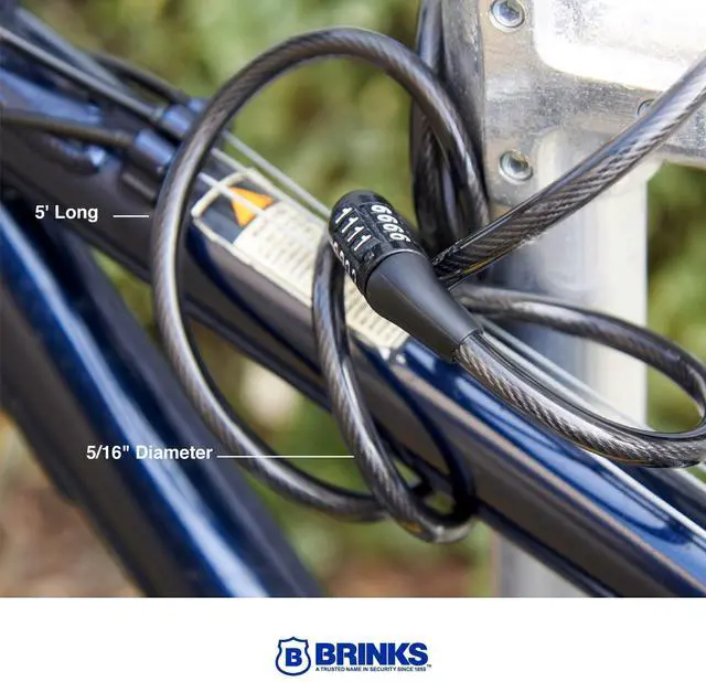 Alt view image 3 of 6 - Brinks Covered 5/16 inch x 5 feet Flexible Steel Combination Cable Lock
