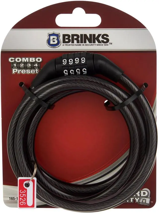 Alt view image 6 of 6 - Brinks Covered 5/16 inch x 5 feet Flexible Steel Combination Cable Lock