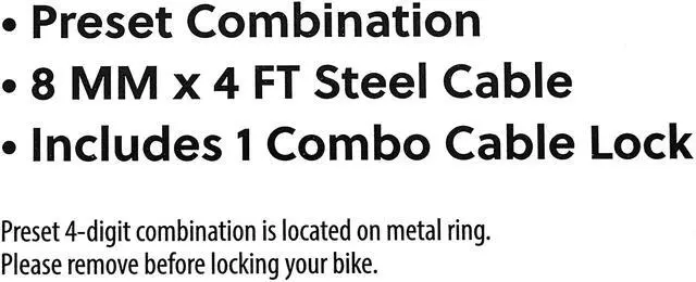 Alt view image 3 of 6 - Concord 8MM Combo Cable Bicycle Lock