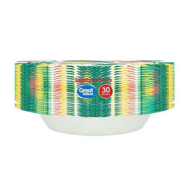 Alt view image 3 of 6 - Great Value Disposable Paper Bowls, Seasonal Design, 20 oz, 30 Count