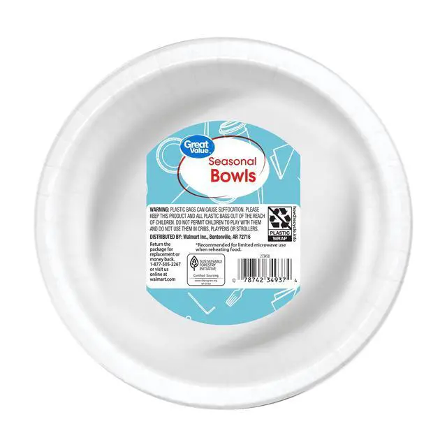 Alt view image 2 of 6 - Great Value Disposable Paper Bowls, Seasonal Design, 20 oz, 30 Count