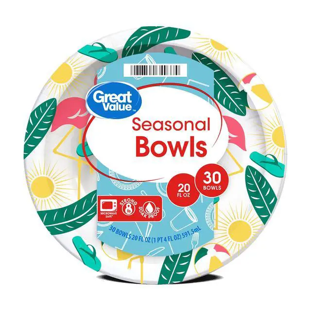 Alt view image 4 of 6 - Great Value Disposable Paper Bowls, Seasonal Design, 20 oz, 30 Count