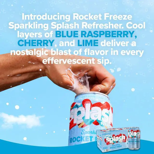 Alt view image 7 of 7 - Splash Blast Sparkling Can, Rocket Freeze Flavor, 12 fl oz, 8-pack