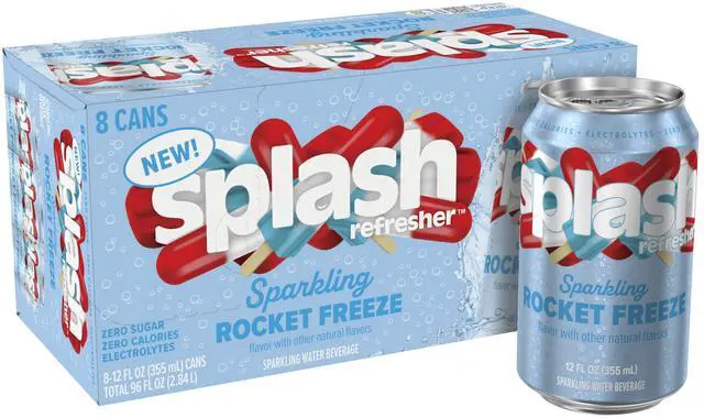 Main image of Splash Blast Sparkling Can, Rocket Freeze Flavor, 12 fl oz, 8-pack