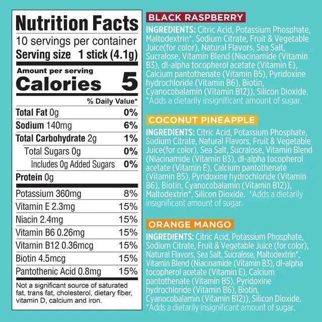 Alt view image 6 of 7 - Sparkling Ice Powder Zero Sugar Drink Mix Variety Pack, Orange Mango, Black Raspberry & Coconut Pineapple, 10 Sticks