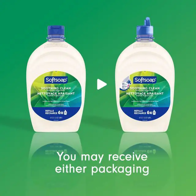 Alt view image 3 of 6 - Softsoap Soothing Clean Liquid Hand Soap with New Easy Pour Spout, Aloe Vera Fresh Scent, 50 fl oz