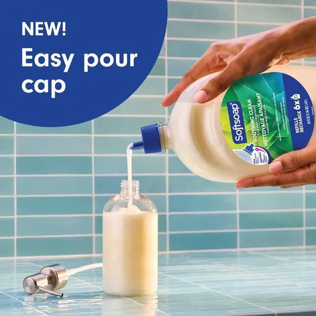 Alt view image 4 of 6 - Softsoap Soothing Clean Liquid Hand Soap with New Easy Pour Spout, Aloe Vera Fresh Scent, 50 fl oz