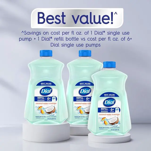 Alt view image 3 of 6 - Dial Clean + Gentle Liquid Hand Soap Refill, Coconut Water & Mango Gentle Hand Soap, 52 oz