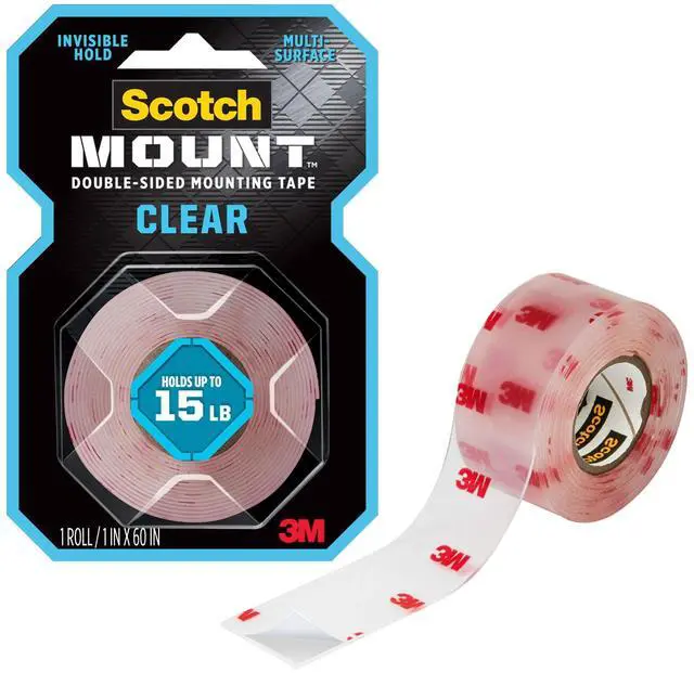 Main image of Scotch-Mount Clear Double-Sided Mounting Tape, 1 in x 60 in, 1 Roll